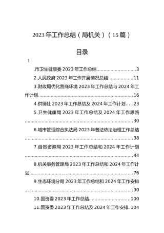 2023年工作总结（局机关）（15篇）