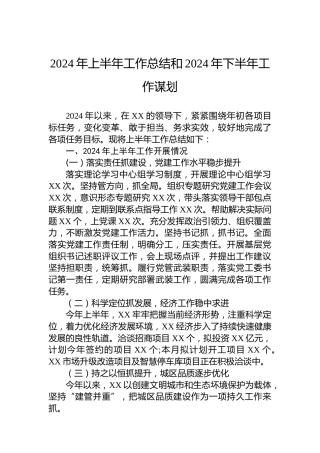 2024年上半年工作总结和2024年下半年工作谋划