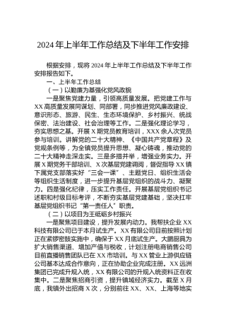 2024年上半年工作总结及下半年工作安排