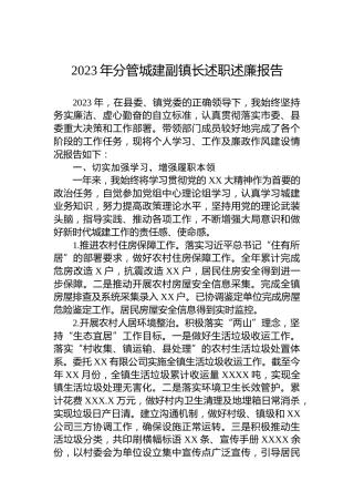2023年分管城建副镇长述职述廉报告
