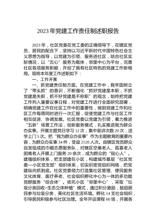 2023年党建工作责任制述职报告