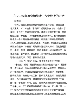 在2025年度全镇统计工作会议上的讲话