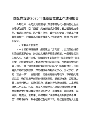 国企党支部2025年抓基层党建工作述职报告