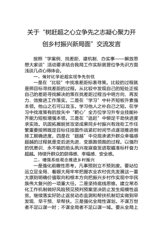 关于“树赶超之心立争先之志凝心聚力开创乡村振兴新局面”交流发言