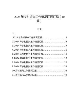 2024年乡村振兴工作情况汇报汇编（10篇）