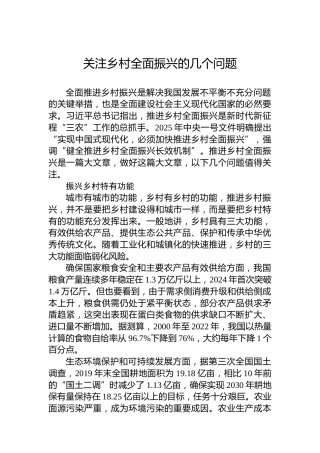 关注乡村全面振兴的几个问题