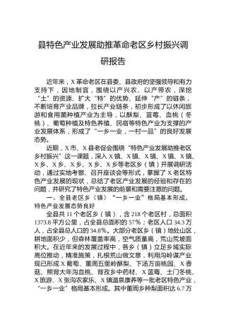 县特色产业发展助推革命老区乡村振兴调研报告