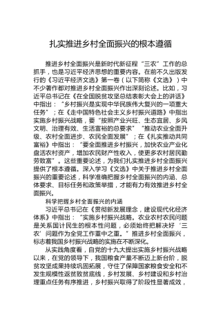 扎实推进乡村全面振兴的根本遵循