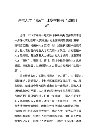深挖人才“富矿”让乡村振兴“动能十足”