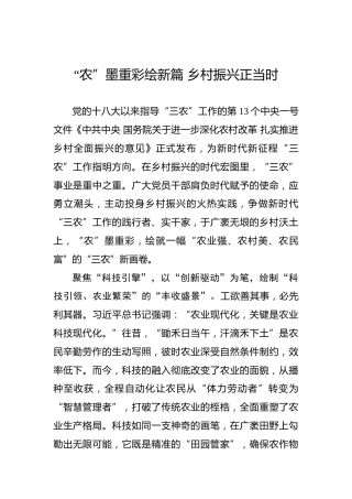 “农”墨重彩绘新篇 乡村振兴正当时