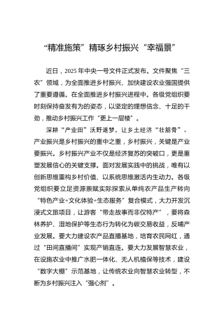 “精准施策”精琢乡村振兴“幸福景”