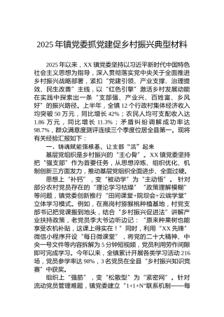 2025年镇党委抓党建促乡村振兴典型材料