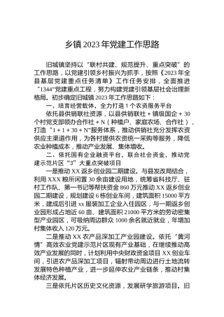 乡镇2023年党建工作思路
