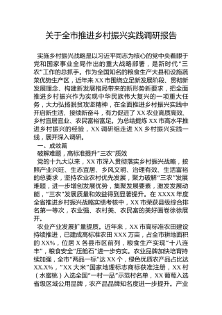 关于全市推进乡村振兴实践调研报告 (2)