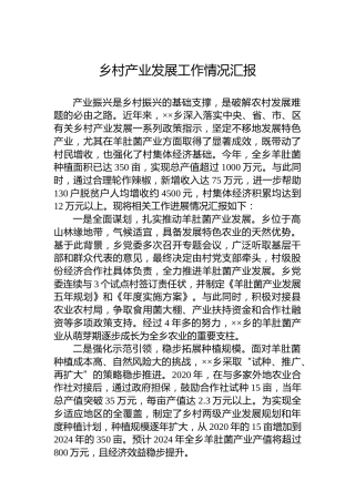 乡村产业发展工作情况汇报
