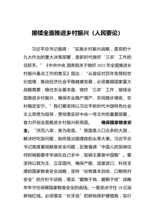 接续全面推进乡村振兴（人民要论）