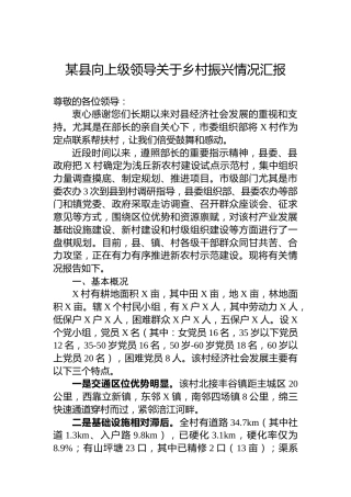 某县向上级领导关于乡村振兴情况汇报