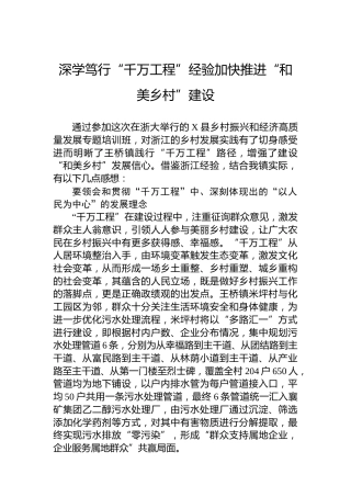 深学笃行“千万工程”经验加快推进“和美乡村”建设