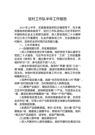 驻村工作队半年工作报告