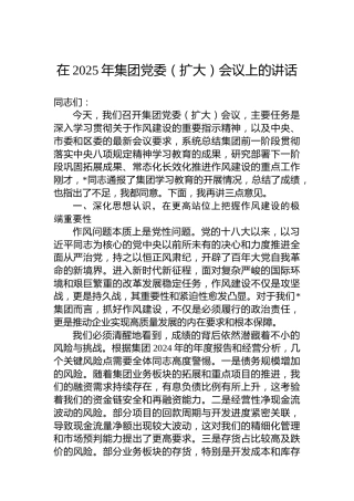 在2025年集团党委（扩大）会议上的讲话