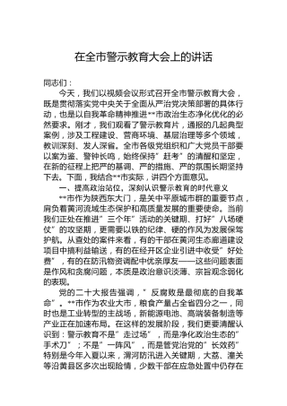 2025年在全市警示教育大会上的讲话