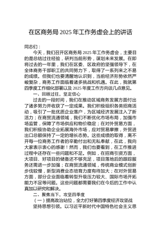 在区商务局2025年工作务虚会上的讲话