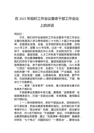 在2025年组织工作会议暨老干部工作会议上的讲话