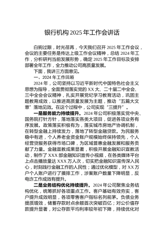 银行机构2025年工作会讲话