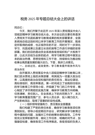 税务2025年专题总结大会上的讲话