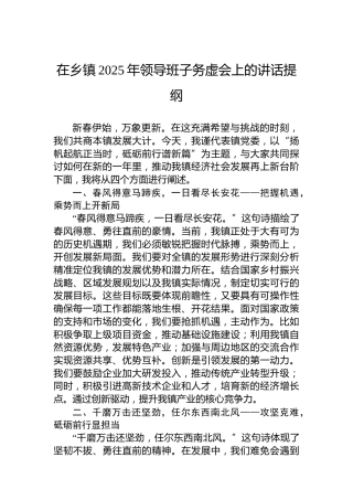在乡镇2025年领导班子务虚会上的讲话提纲