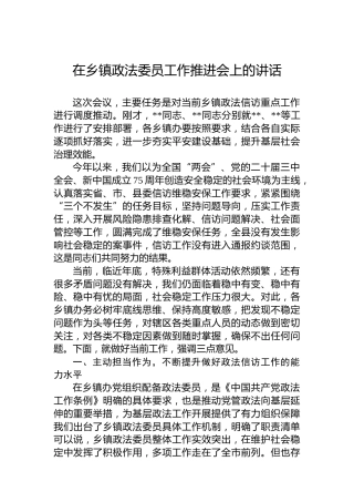 2024年在乡镇政法委员工作推进会上的讲话