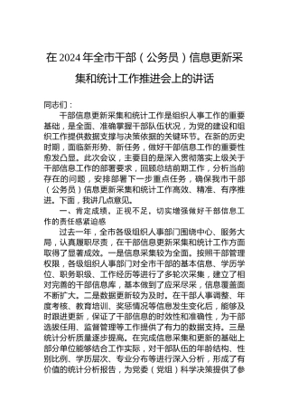 在2024年全市干部（公务员）信息更新采集和统计工作推进会上的讲话