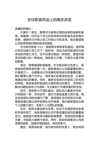 在任职宣布会上的表态讲话