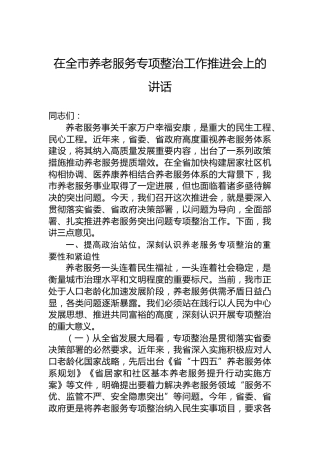 在全市养老服务专项整治工作推进会上的讲话