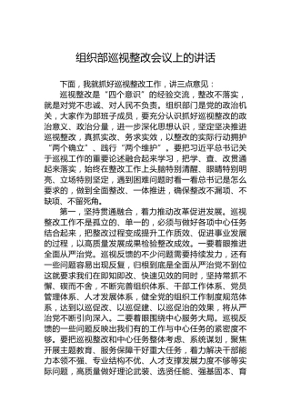 组织部巡视整改会议上的讲话