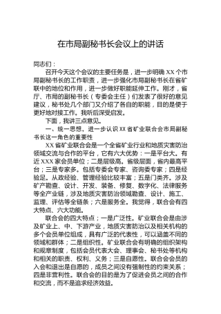 在市局副秘书长会议上的讲话