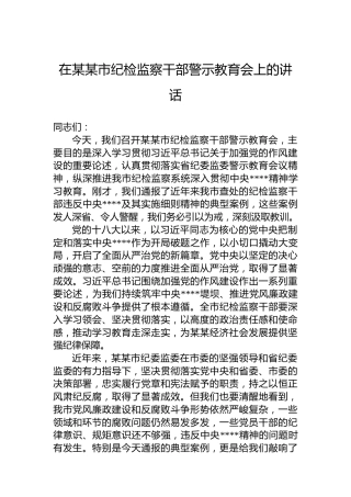 在某某市纪检监察干部警示教育会上的讲话
