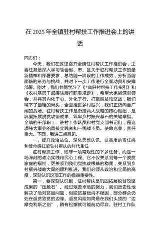 在2025年全镇驻村帮扶工作推进会上的讲话