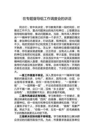 在专题督导组工作调度会的讲话