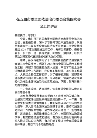 在五届市委全面依法治市委员会第四次会议上的讲话