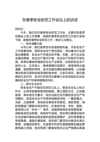 在春季安全防范工作会议上的讲话