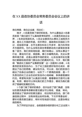在XX县政协委员会常务委员会会议上的讲话