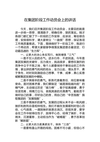 在集团阶段工作动员会上的讲话