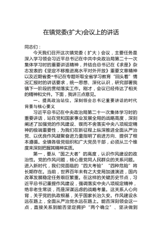 在镇党委(扩大)会议上的讲话