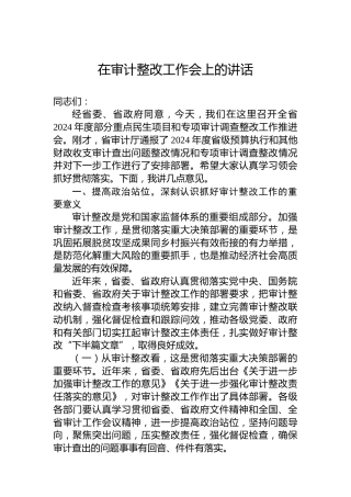 在审计整改工作会上的讲话