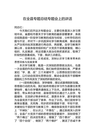 在全县专题总结专题会上的讲话