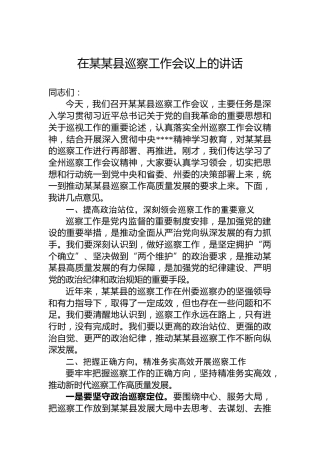 在某某县巡察工作会议上的讲话