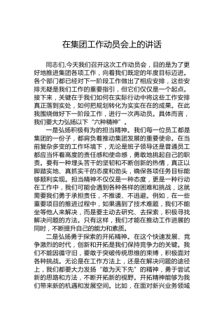 在集团工作动员会上的讲话