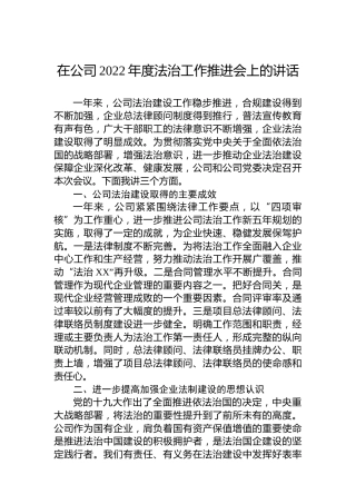 在公司2022年度法治工作推进会上的讲话
