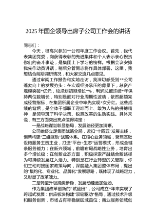 2025年国企领导出席子公司工作会的讲话